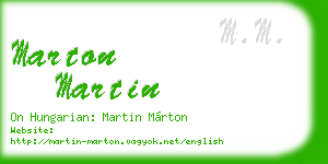 marton martin business card